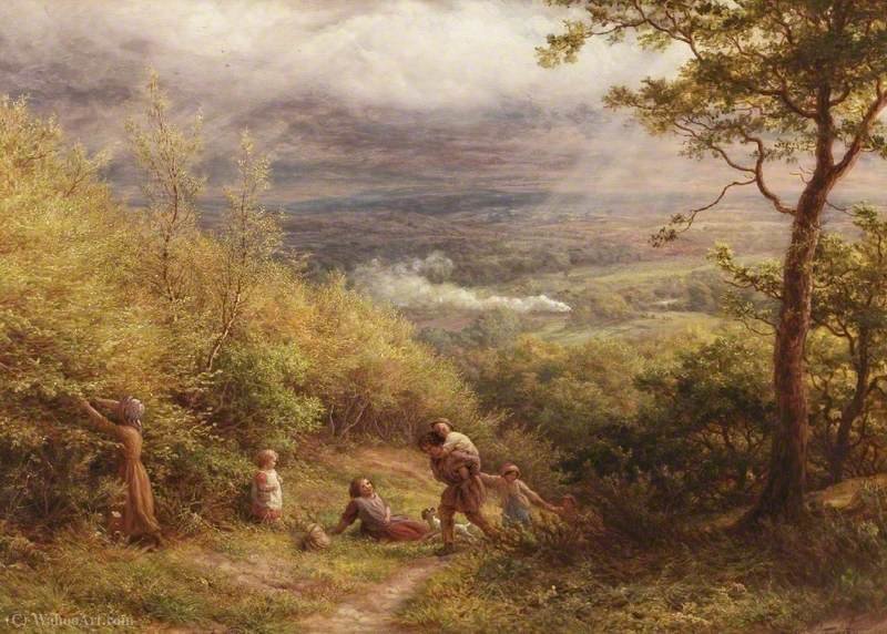 Wikioo.org - The Encyclopedia of Fine Arts - Painting, Artwork by James Thomas Linnell - The last gleam