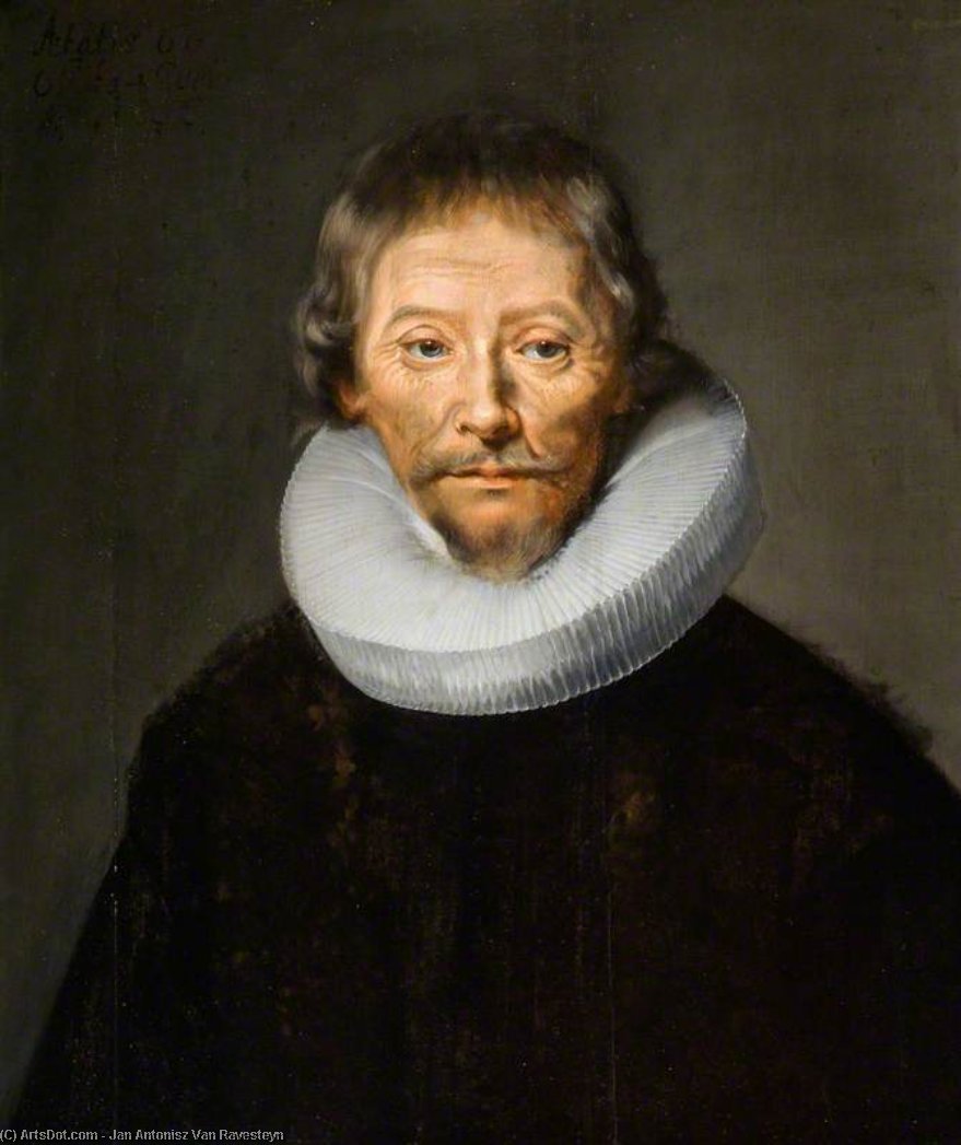 Wikioo.org - The Encyclopedia of Fine Arts - Painting, Artwork by Jan Antonisz Van Ravesteyn - Portrait of a Gentleman with a White Ruff