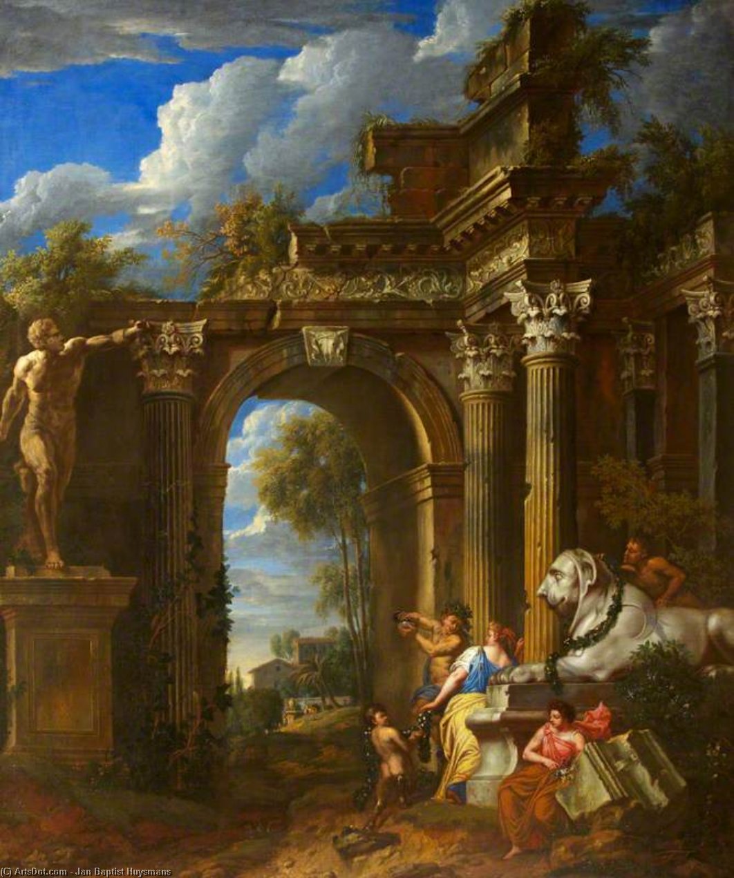 Wikioo.org - The Encyclopedia of Fine Arts - Painting, Artwork by Jan Baptist Huysmans - A ruined classical archway