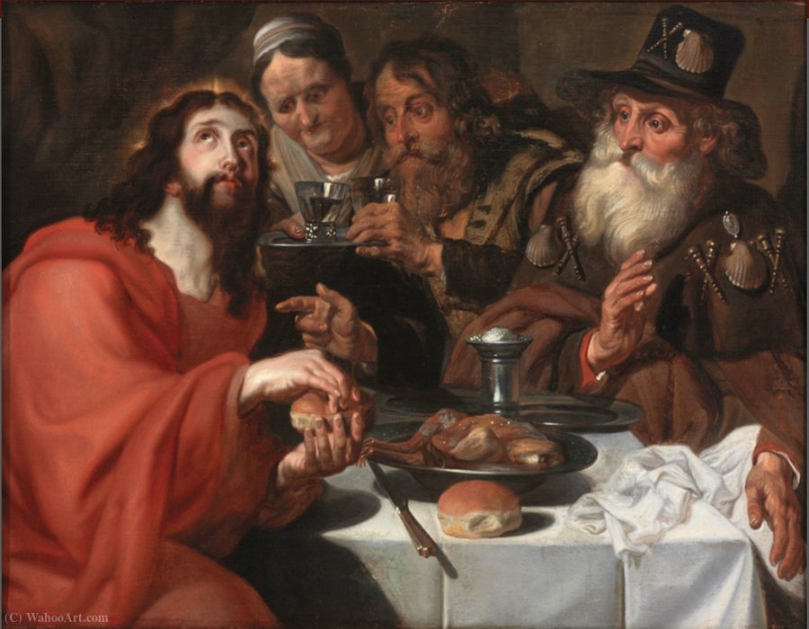 WikiOO.org - Encyclopedia of Fine Arts - Maalaus, taideteos Jan Cossiers - The Supper at Emmaus