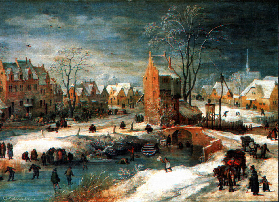 Wikioo.org - The Encyclopedia of Fine Arts - Painting, Artwork by Jan De Momper - Village in winter