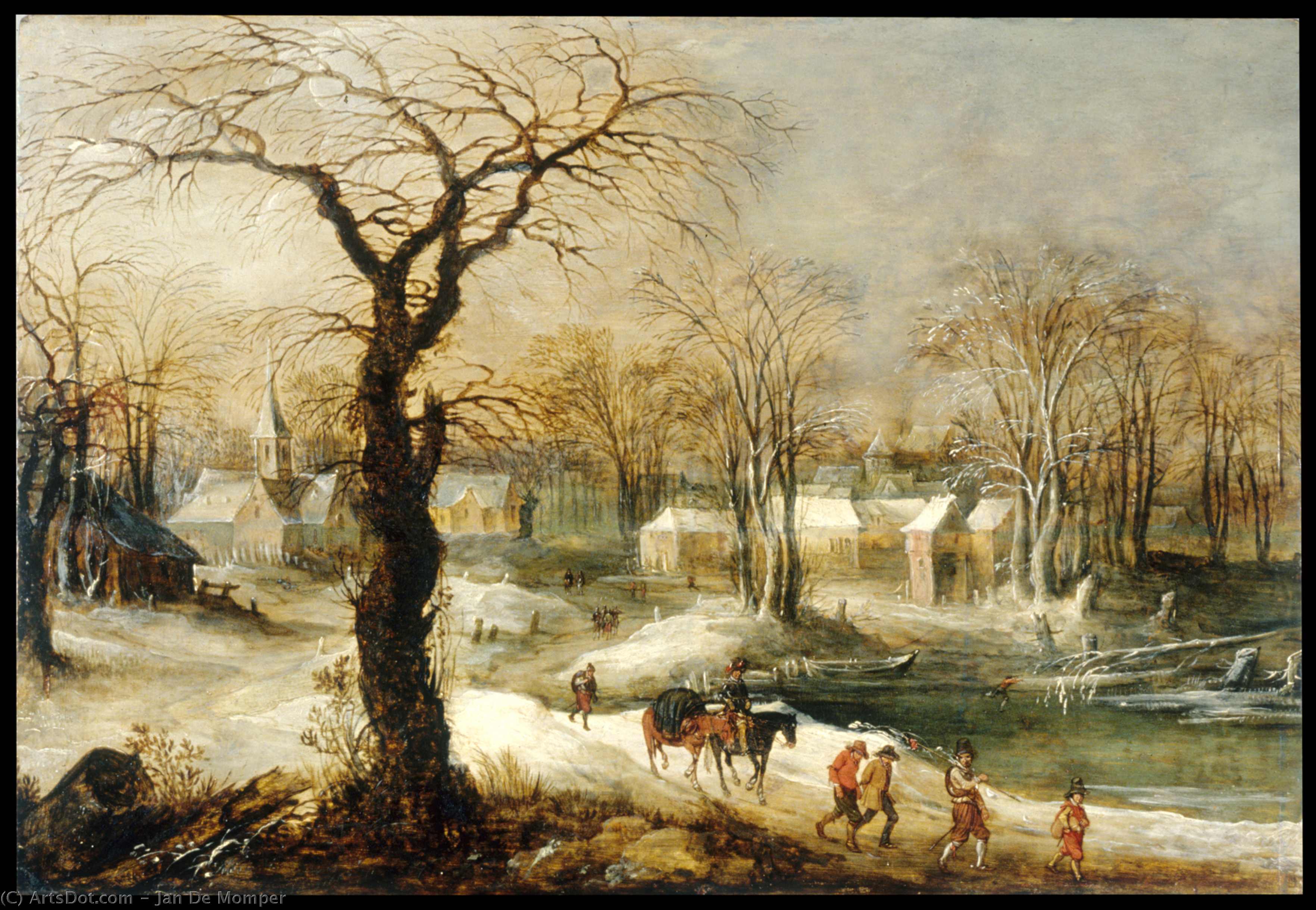 Wikioo.org - The Encyclopedia of Fine Arts - Painting, Artwork by Jan De Momper - Winter landscape