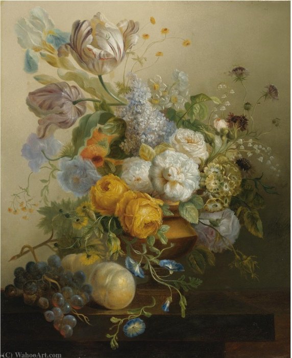 Wikioo.org - The Encyclopedia of Fine Arts - Painting, Artwork by Jan Frans Eliaerts - Still Life of Flowers and Fruit