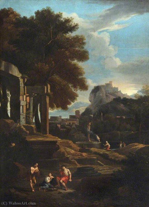 Wikioo.org - The Encyclopedia of Fine Arts - Painting, Artwork by Jan Frans Van Bloemen - A Classical Landscape with a Sacrifice