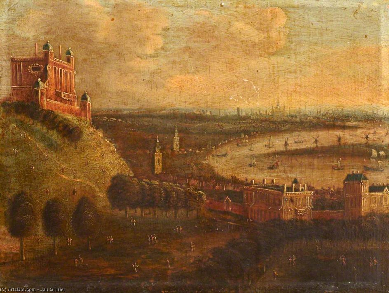 Wikioo.org - The Encyclopedia of Fine Arts - Painting, Artwork by Jan Griffier - Greenwich Park and the River Thames