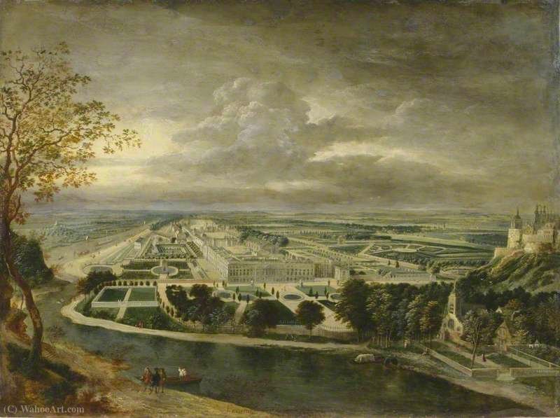 WikiOO.org - Enciclopédia das Belas Artes - Pintura, Arte por Jan Griffier - View of Hampton Court Palace