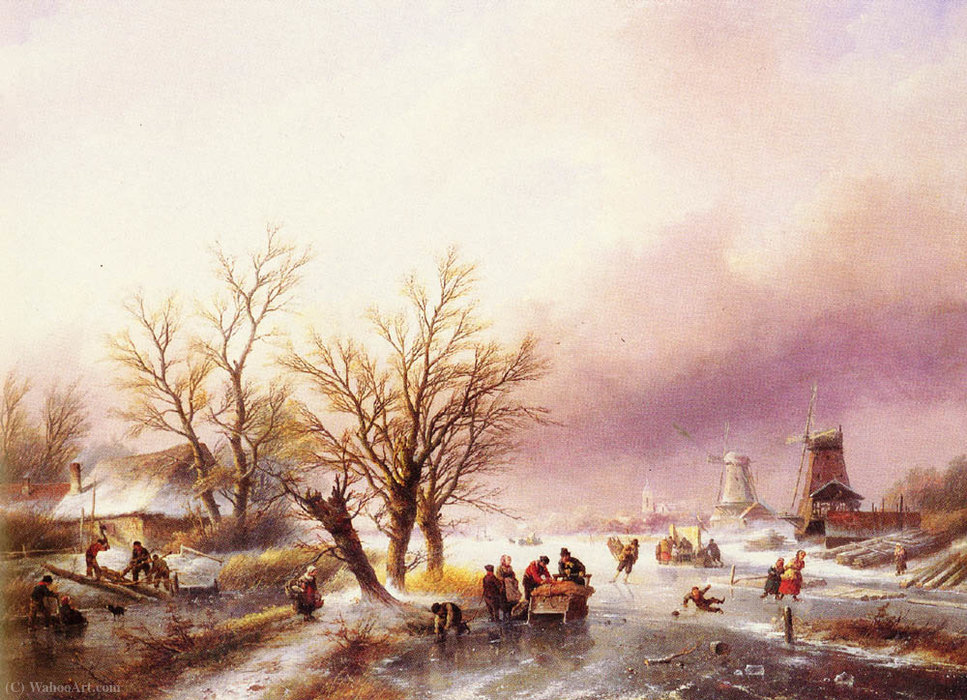 Wikioo.org - The Encyclopedia of Fine Arts - Painting, Artwork by Jan Jacob Spohler - A winter landscape