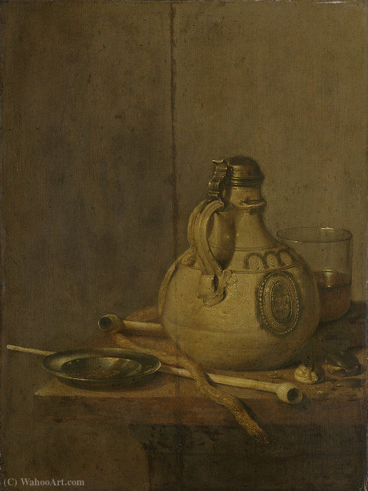 WikiOO.org - אנציקלופדיה לאמנויות יפות - ציור, יצירות אמנות Jan Jansz Treck - Still life with jug of stoneware