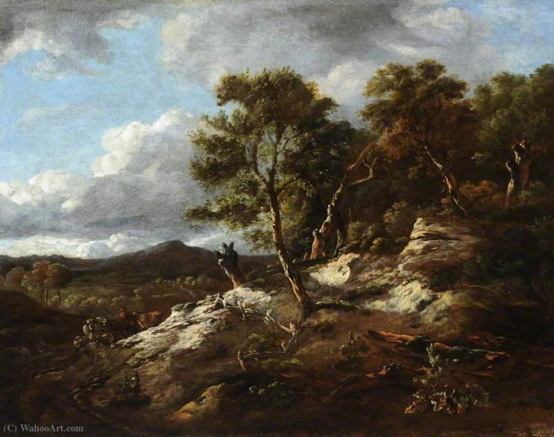 Wikioo.org - สารานุกรมวิจิตรศิลป์ - จิตรกรรม Jan Jansz Wijnants - A rocky wooded landscape