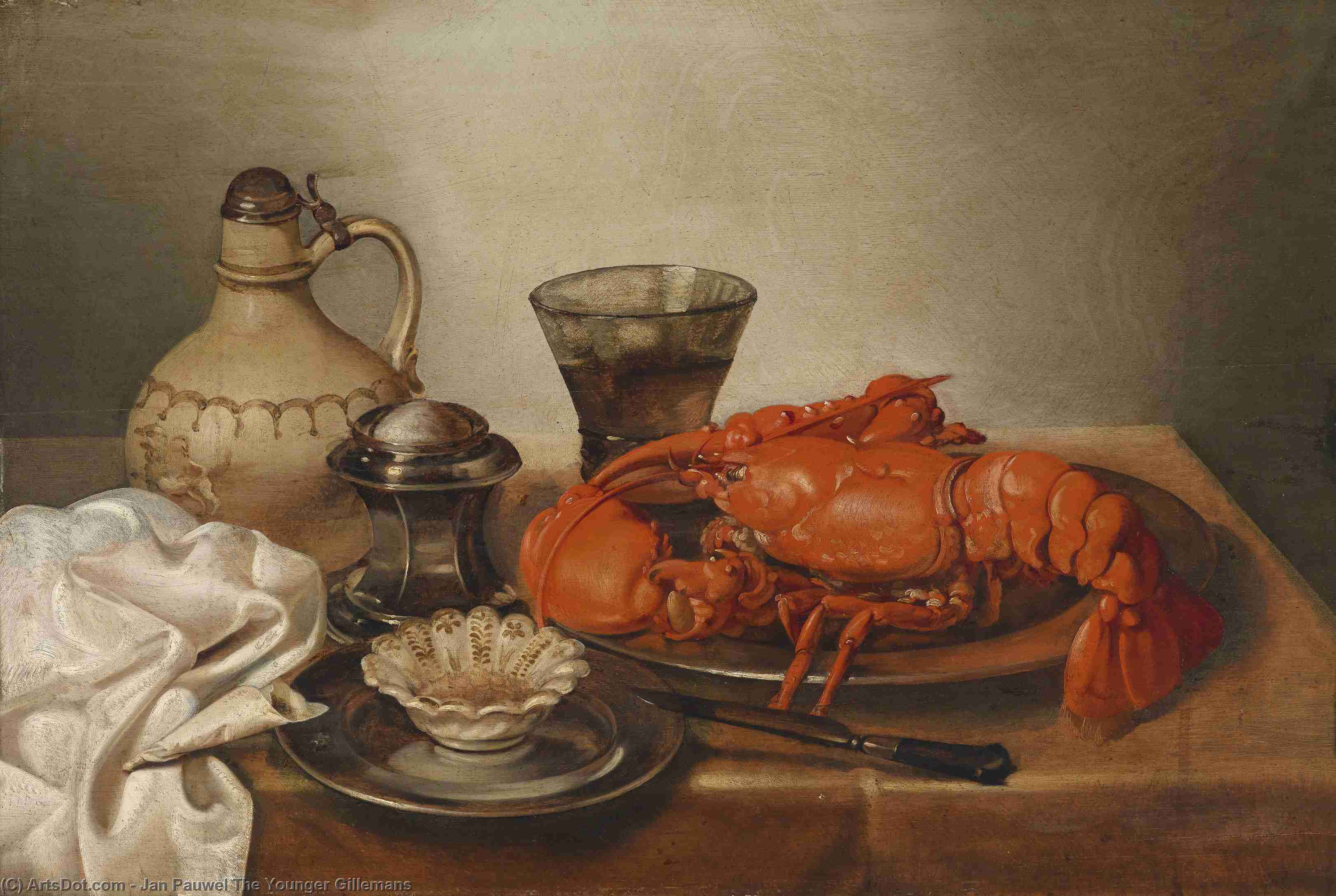 Wikioo.org - The Encyclopedia of Fine Arts - Painting, Artwork by Jan Pauwel The Younger Gillemans - Quiet life with lobster