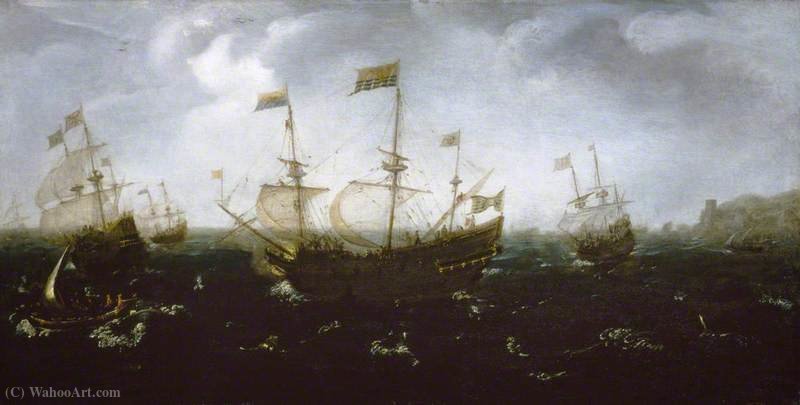WikiOO.org - Encyclopedia of Fine Arts - Maľba, Artwork Jan Porcellis - Shipping off a Coast in Rough Seas