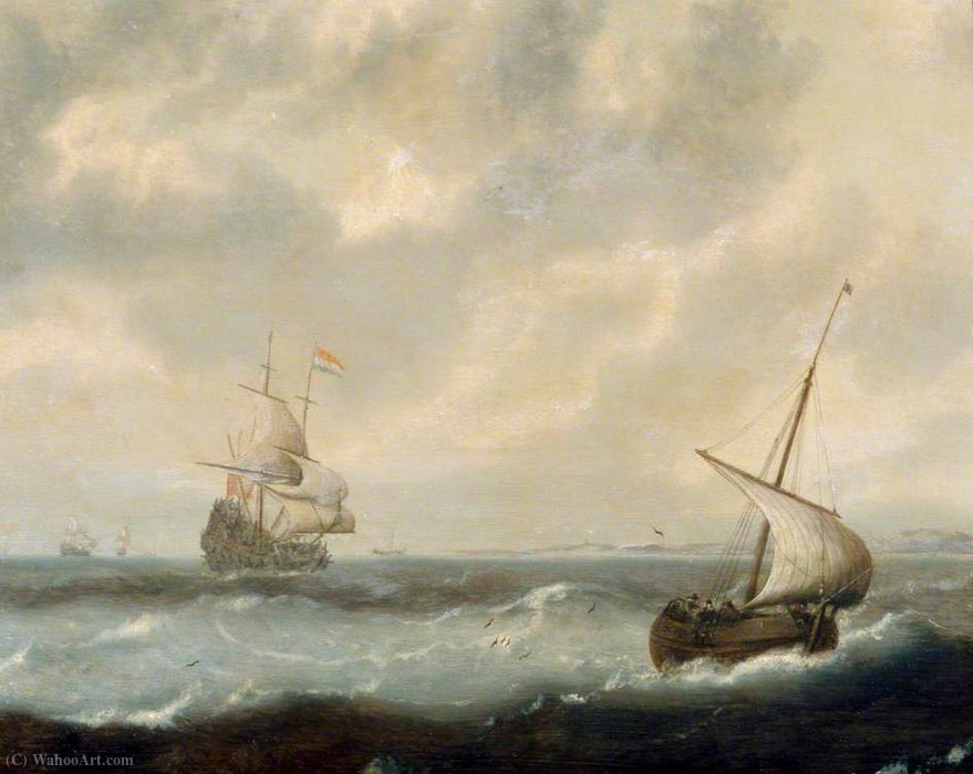 Wikioo.org - สารานุกรมวิจิตรศิลป์ - จิตรกรรม Jan Porcellis - Shipping off a Coast