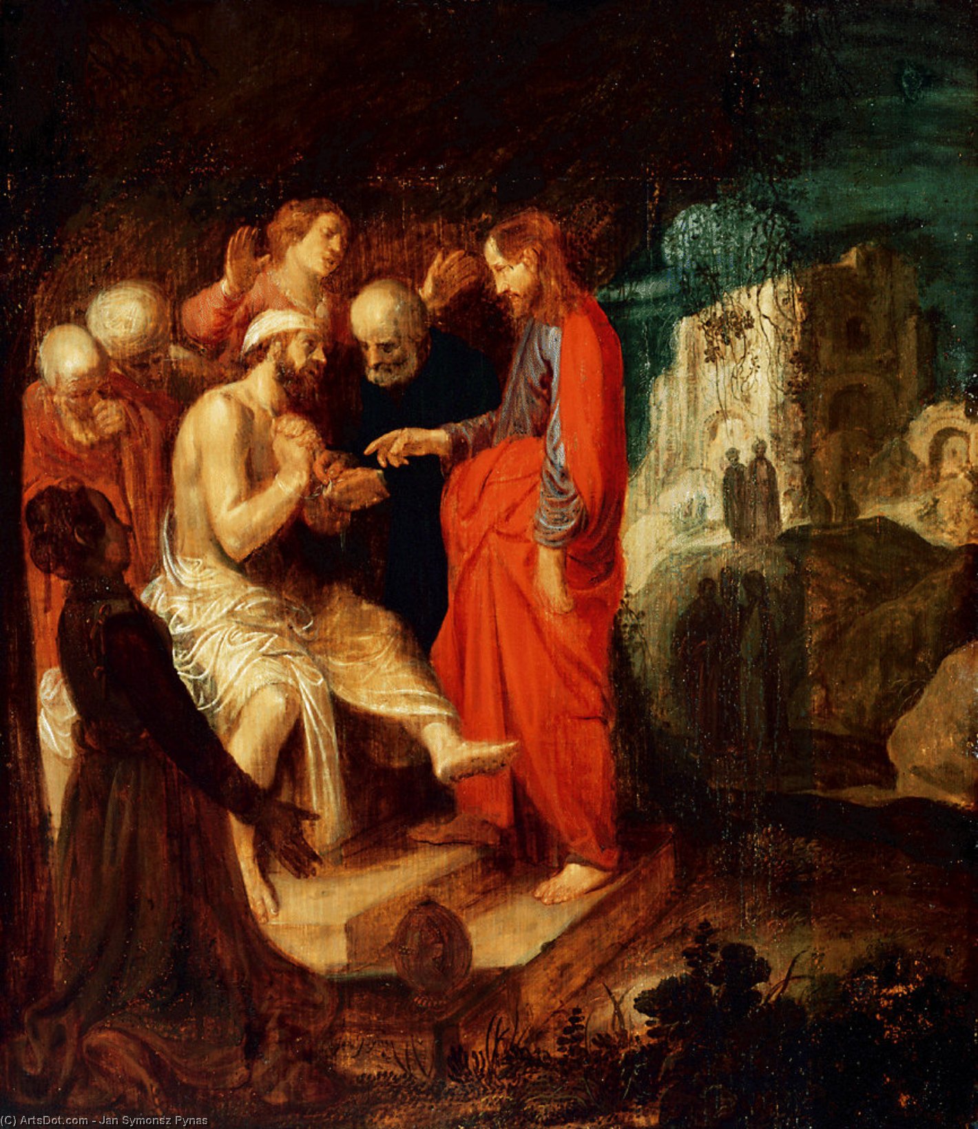 Wikioo.org - The Encyclopedia of Fine Arts - Painting, Artwork by Jacob Symonsz Pynas - The Raising of Lazarus