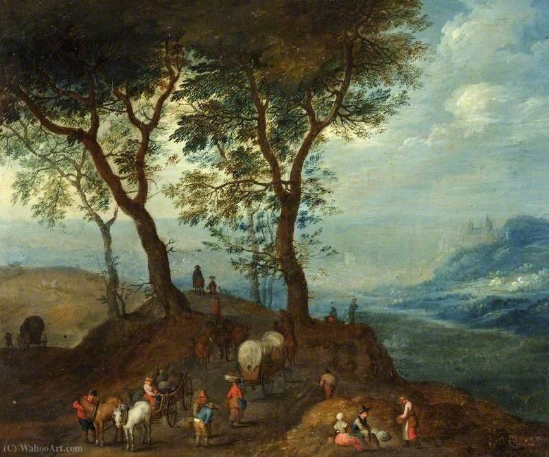 Wikioo.org – L'Enciclopedia delle Belle Arti - Pittura, Opere di Jan The Younger Brueghel - Paesaggio con figure contadine
