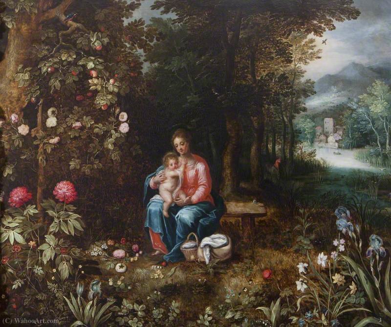 WikiOO.org - אנציקלופדיה לאמנויות יפות - ציור, יצירות אמנות Jan The Younger Brueghel - Rest on the Flight into Egypt