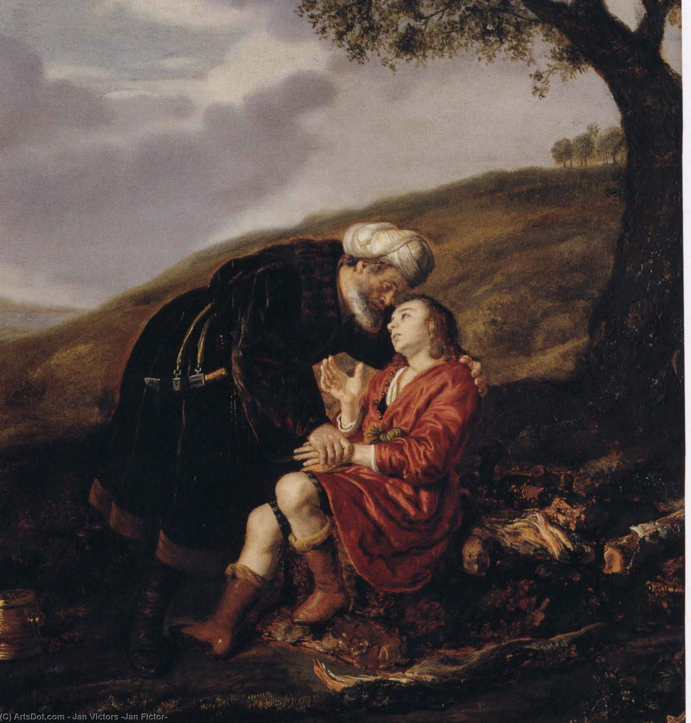 WikiOO.org - Enciclopedia of Fine Arts - Pictura, lucrări de artă Jan Victors (Jan Fictor) - Abraham and Isaac Before the Sacrifice
