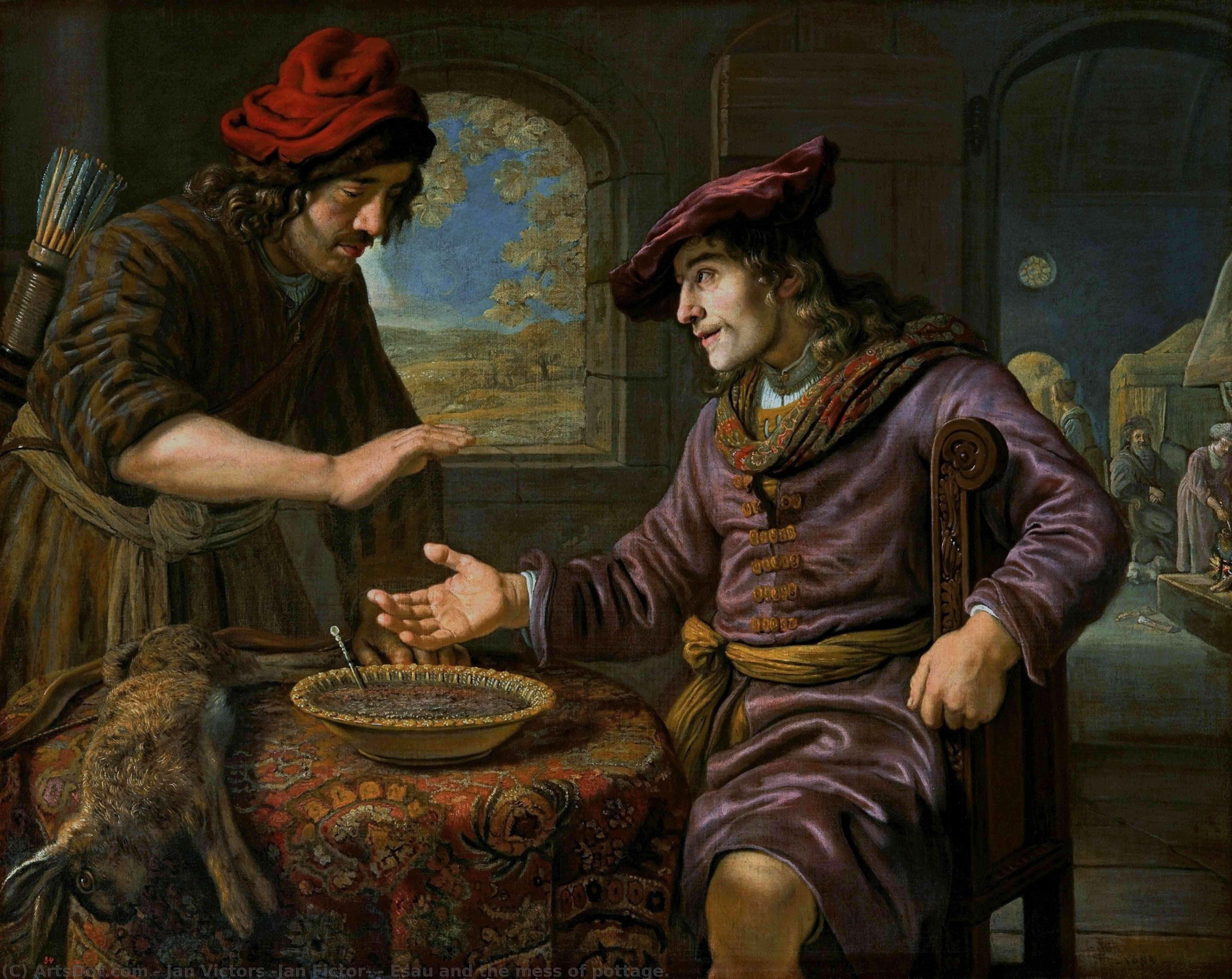 Wikioo.org - The Encyclopedia of Fine Arts - Painting, Artwork by Jan Victors (Jan Fictor) - Esau and the mess of pottage.