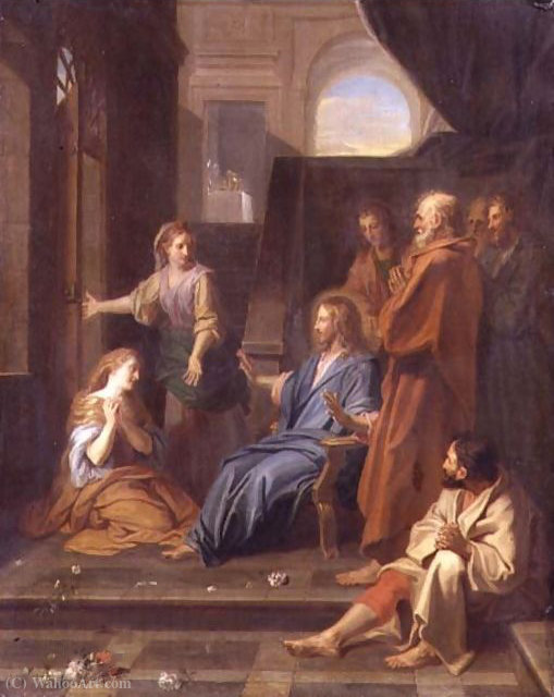WikiOO.org - Enciclopédia das Belas Artes - Pintura, Arte por Jean Baptiste Jouvenet - Christ in the House of Martha and Mary