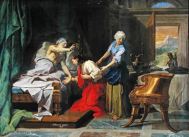 Wikioo.org - The Encyclopedia of Fine Arts - Painting, Artwork by Jean Baptiste Jouvenet - Isaac blessing jacob