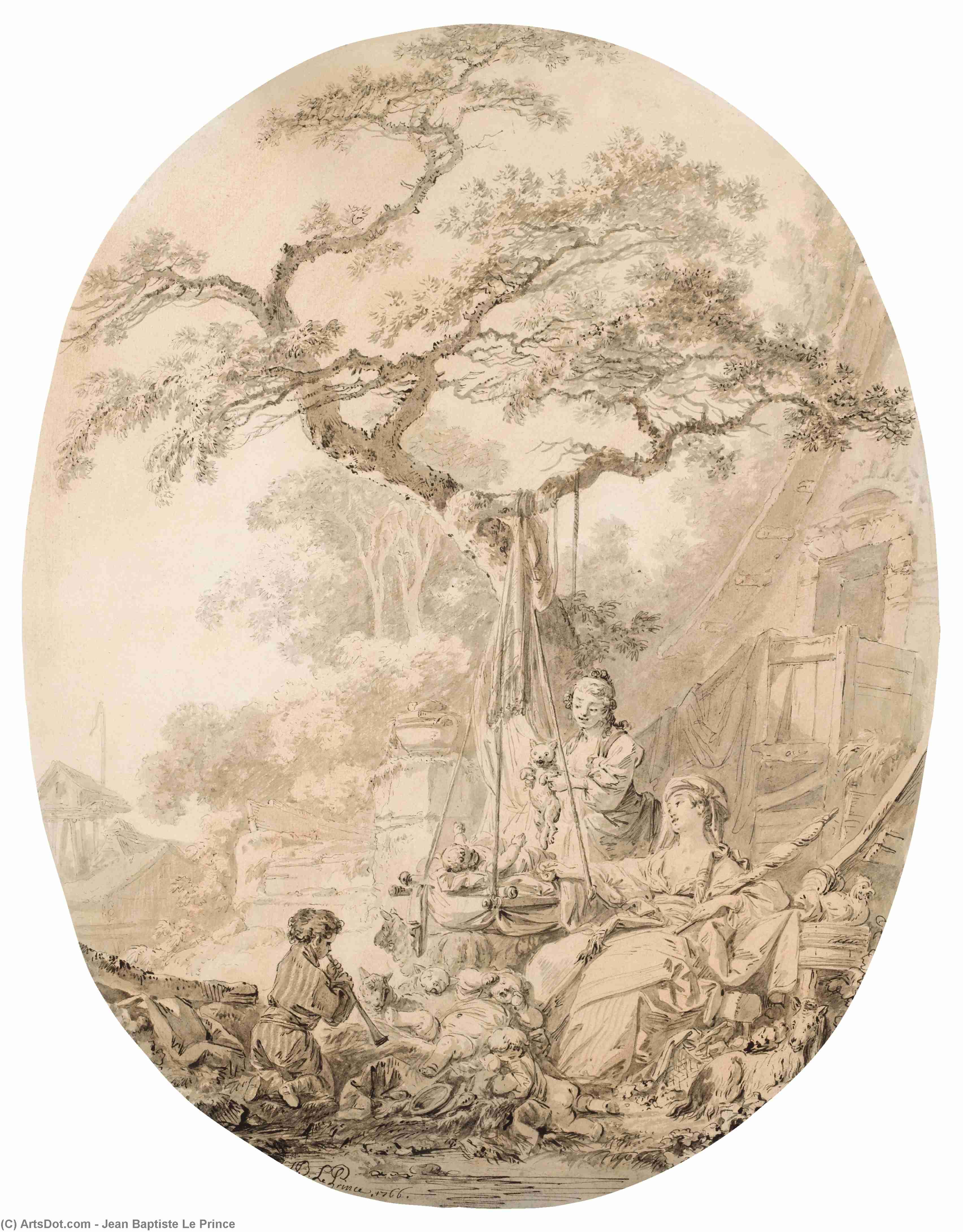 WikiOO.org - Εγκυκλοπαίδεια Καλών Τεχνών - Ζωγραφική, έργα τέχνης Jean Baptiste Le Prince - The joys of motherhood