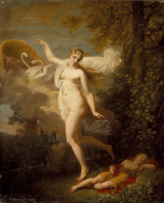 Wikioo.org - The Encyclopedia of Fine Arts - Painting, Artwork by Jean Baptiste Mallet - Venus and a Sleeping Cupid