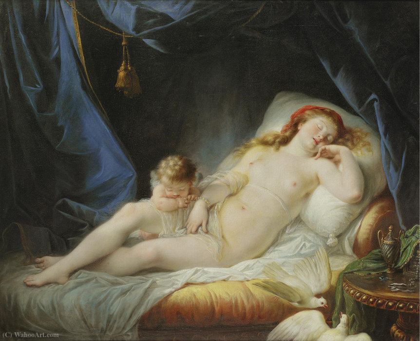 Wikioo.org - The Encyclopedia of Fine Arts - Painting, Artwork by Jean Baptiste Baron Regnault - Sleeping venus
