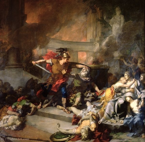 Wikioo.org - The Encyclopedia of Fine Arts - Painting, Artwork by Jean Baptiste Baron Regnault - The Death of Priam
