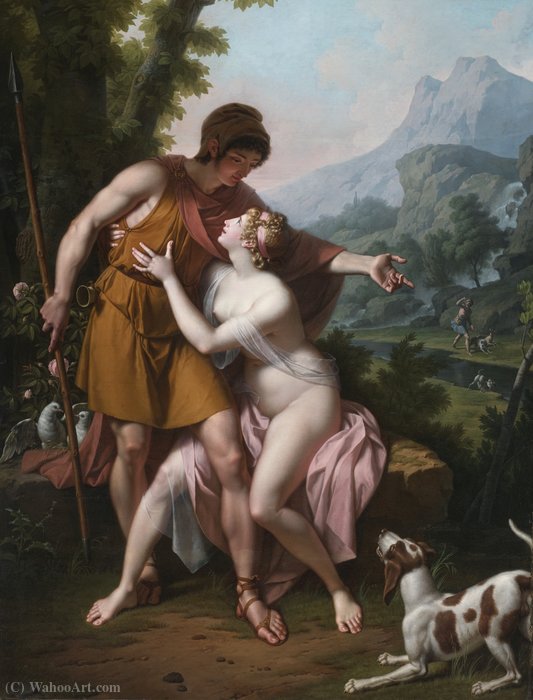 Wikioo.org - The Encyclopedia of Fine Arts - Painting, Artwork by Jean Baptiste Baron Regnault - Venus and adonis