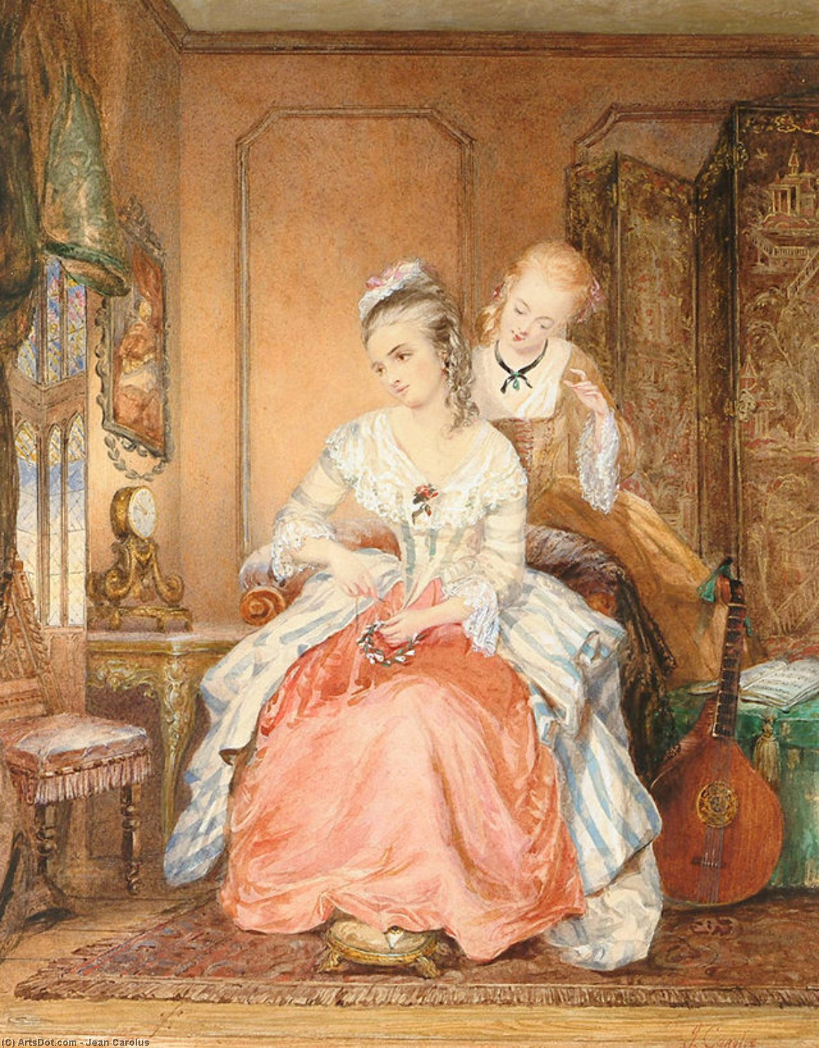 WikiOO.org - Encyclopedia of Fine Arts - Maľba, Artwork Jean Carolus - A lady and her maid