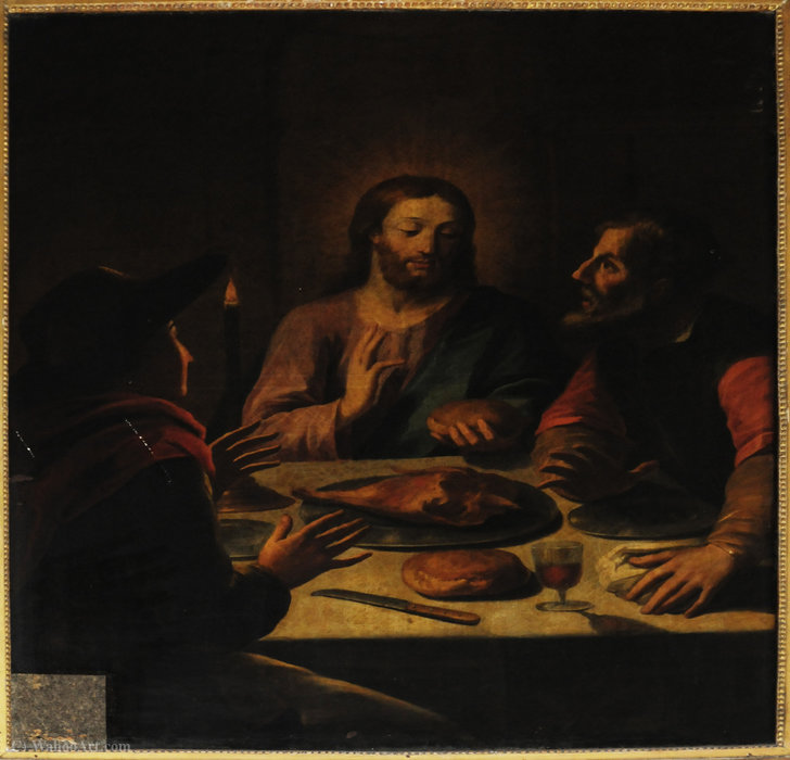 WikiOO.org – 美術百科全書 - 繪畫，作品 Jean Ii Restout - 对以马忤斯或午餐以马忤斯的门徒