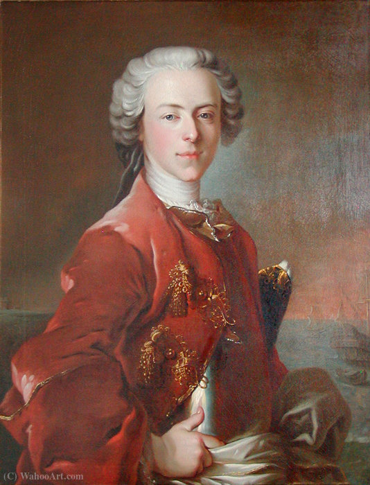 Wikioo.org - สารานุกรมวิจิตรศิลป์ - จิตรกรรม Jean Louis Tocqué - Portrait of Frederik de Løvenørn