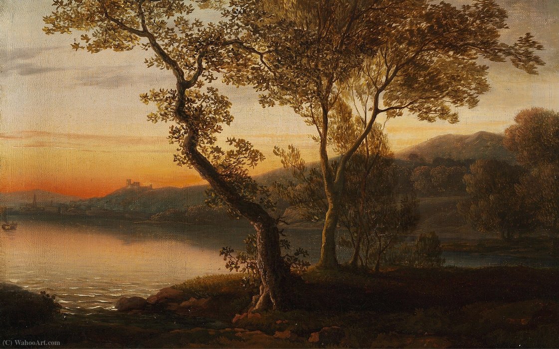 Wikioo.org – L'Encyclopédie des Beaux Arts - Peinture, Oeuvre de Jens Jørgensen Juel - Une fin de soirée, après le coucher du soleil. Twilight.