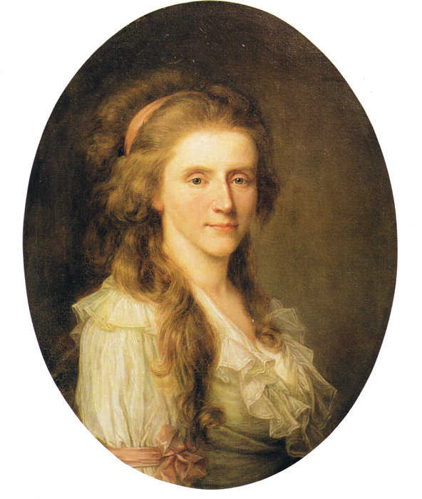 Wikoo.org - موسوعة الفنون الجميلة - اللوحة، العمل الفني Jens Jørgensen Juel - Portrait of Augusta Louise of Stolberg-Stolberg