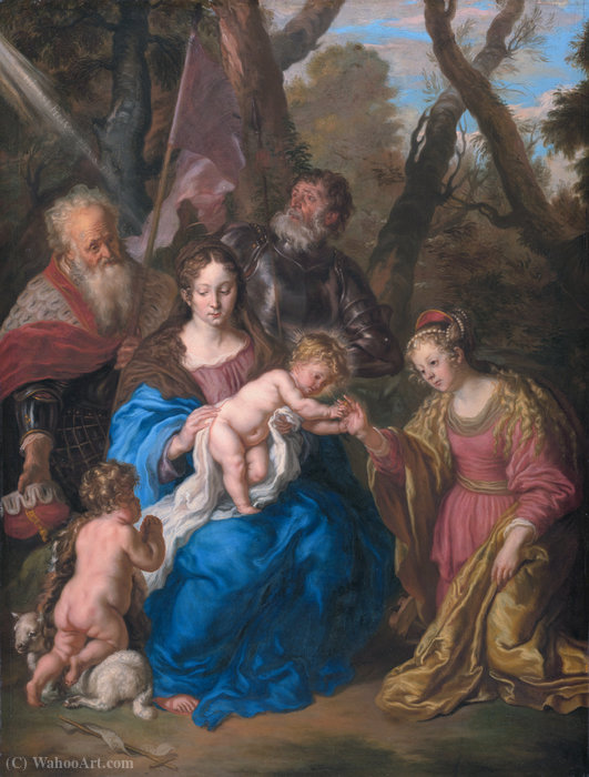 Wikioo.org - The Encyclopedia of Fine Arts - Painting, Artwork by Joachim Von Sandrart - The mystic marriage of St. Catherine and Sts. Leopold and William