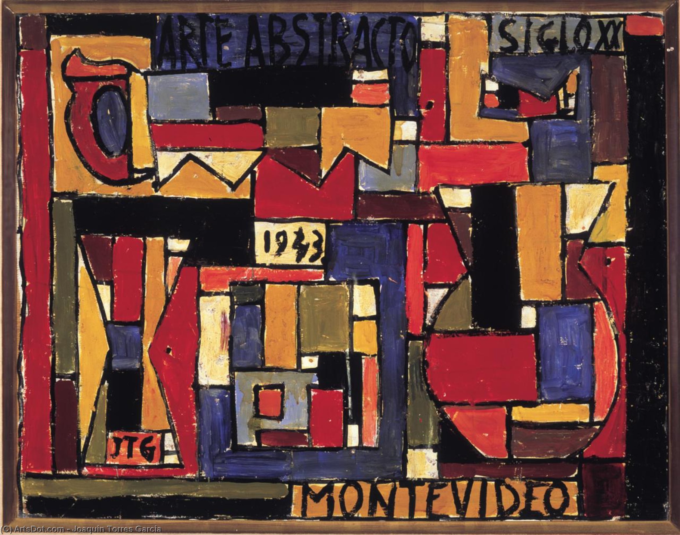WikiOO.org - Enciklopedija dailės - Tapyba, meno kuriniai Joaquín Torres García - Abstract art in five tones and complementaries - (1943)
