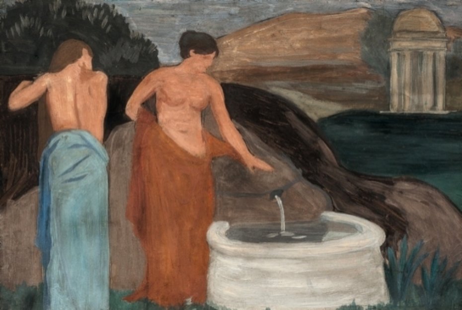 Wikioo.org - The Encyclopedia of Fine Arts - Painting, Artwork by Joaquín Torres García - Figuras femeninas junto a fuente - (1905)
