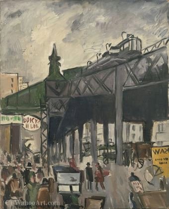 Wikioo.org – La Enciclopedia de las Bellas Artes - Pintura, Obras de arte de Joaquín Torres García - Escena de la calle - (1920)