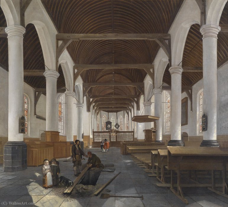 Wikioo.org - The Encyclopedia of Fine Arts - Painting, Artwork by Job Adriaensz Berckheyde - The interior of a baroque church