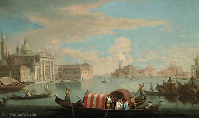 Wikioo.org - The Encyclopedia of Fine Arts - Painting, Artwork by Johan Richter (Giovanni Richter) - The Isola di San Giorgio Maggiore, Venice, from the Bacino di San Marco