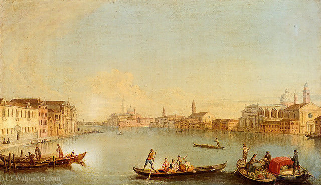 Wikioo.org - The Encyclopedia of Fine Arts - Painting, Artwork by Johan Richter (Giovanni Richter) - View of san giorgio maggiore seen from the south, venice