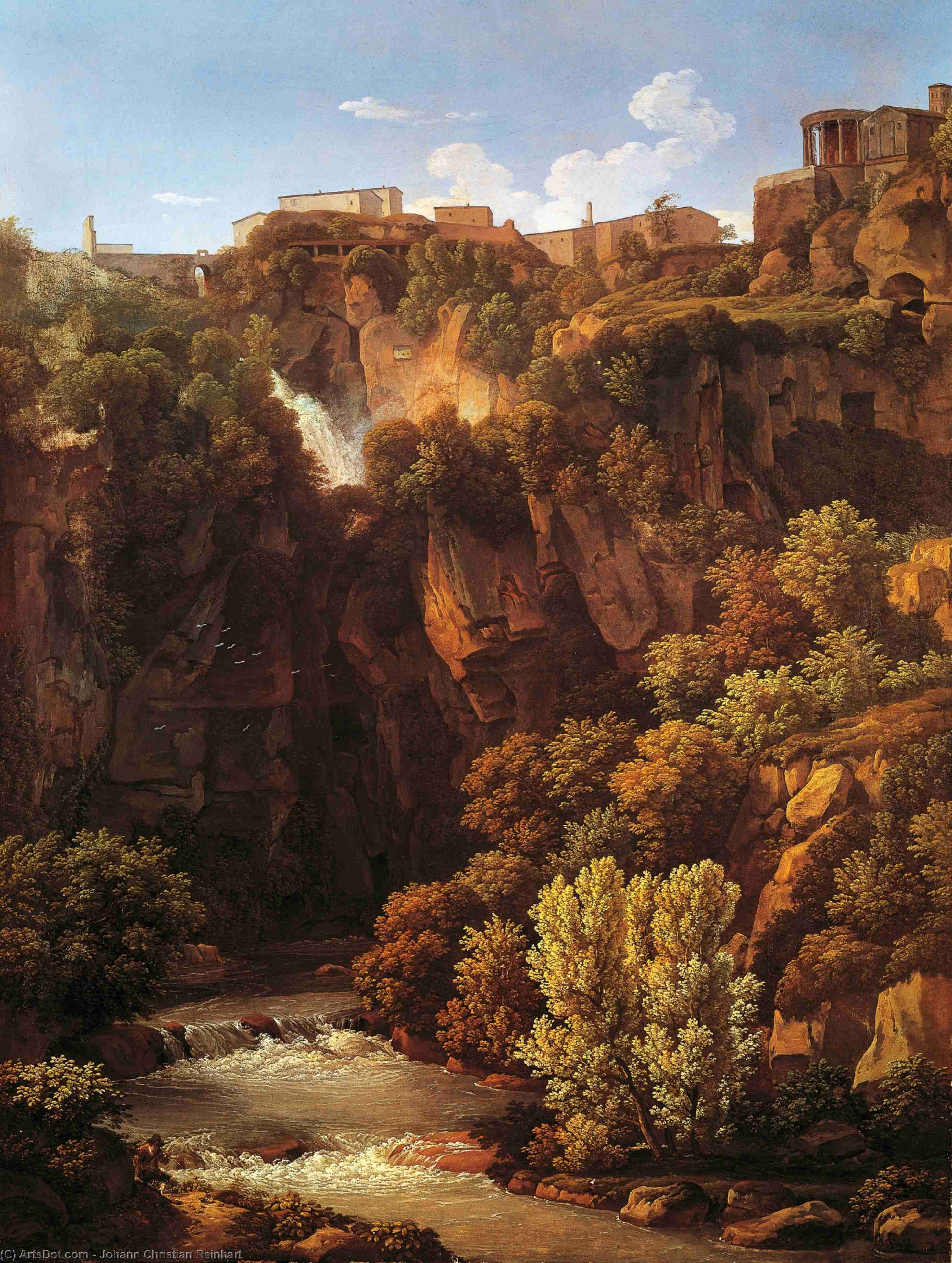 Wikioo.org - The Encyclopedia of Fine Arts - Painting, Artwork by Johann Christian Reinhart - Waterfalls at Tivoli