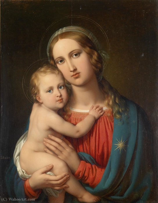 Wikioo.org - The Encyclopedia of Fine Arts - Painting, Artwork by Johann Nepomuk Ender - Madonna and Child