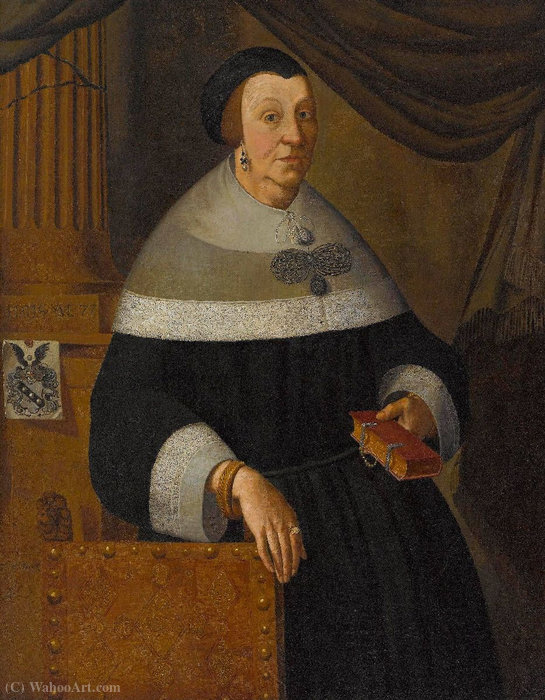 Wikioo.org - The Encyclopedia of Fine Arts - Painting, Artwork by Johann Georg Hinz - Portrait of a 77-year-old woman.
