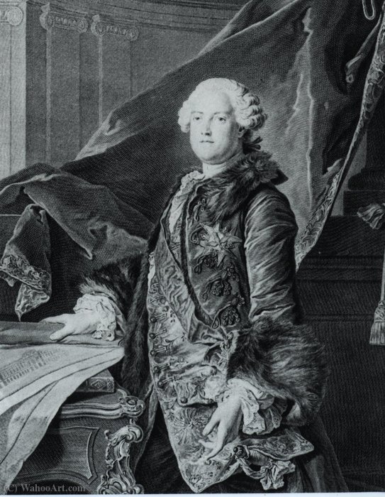 WikiOO.org - Encyclopedia of Fine Arts - Malba, Artwork Johann Georg Wille - Portrait of the Marquis de Marigny