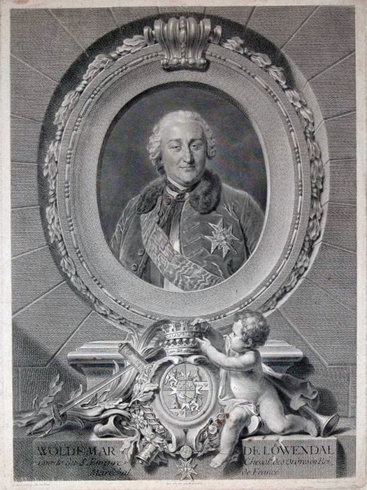 WikiOO.org - Encyclopedia of Fine Arts - Maleri, Artwork Johann Georg Wille - Portrait of Ulrich Woldemar, count of Lowendal, marshal of France