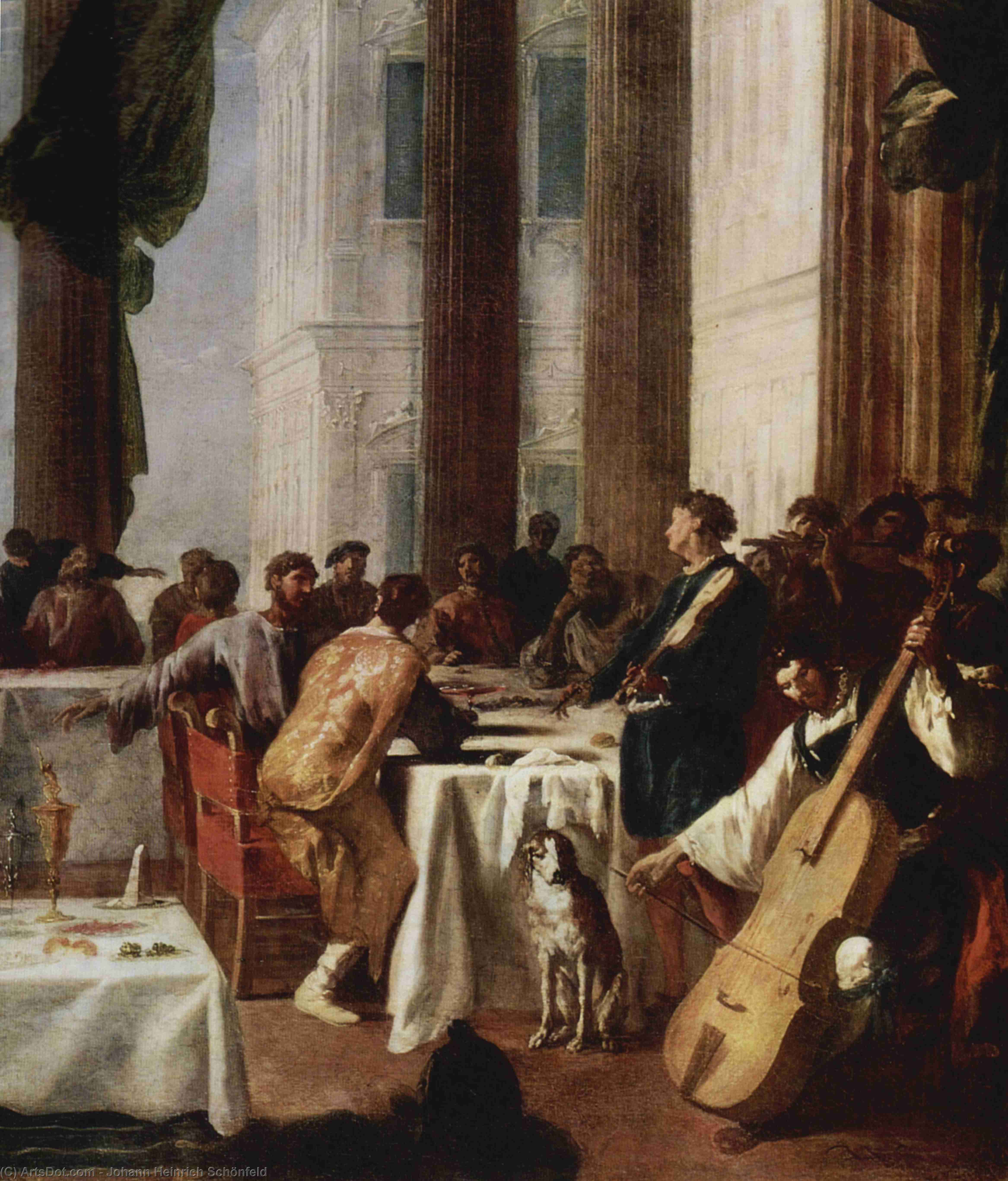 WikiOO.org - Εγκυκλοπαίδεια Καλών Τεχνών - Ζωγραφική, έργα τέχνης Johann Heinrich Schönfeld - Wedding at Cana