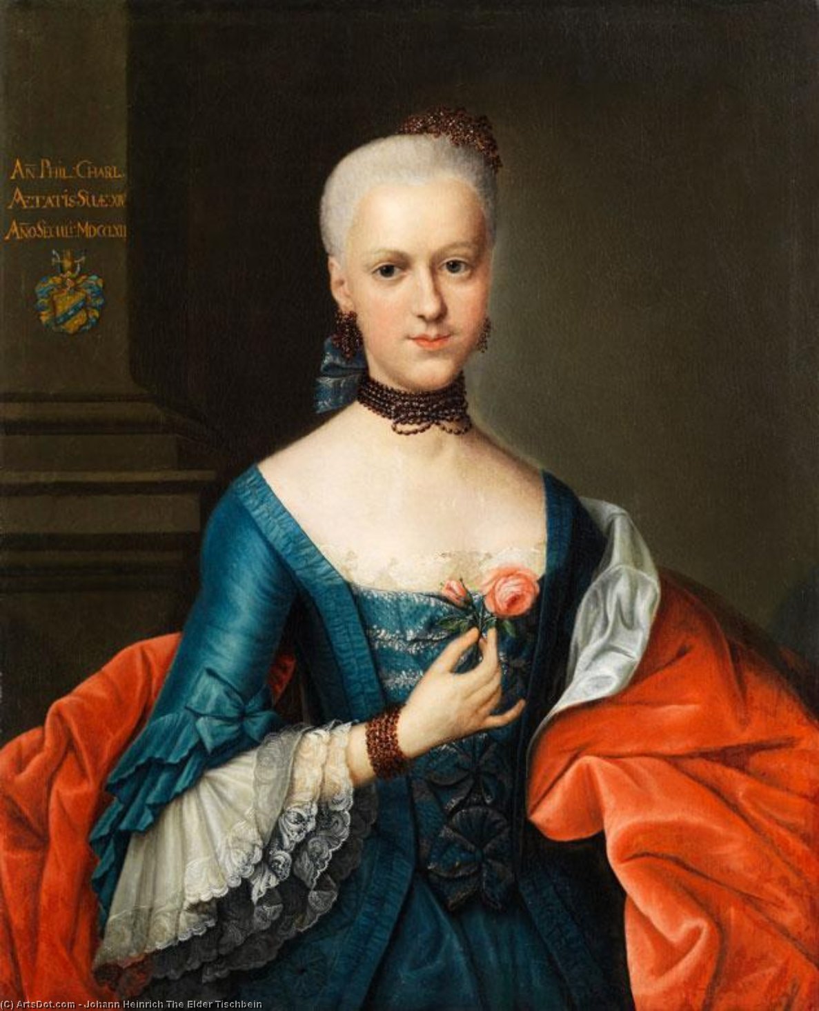Wikioo.org – L'Encyclopédie des Beaux Arts - Peinture, Oeuvre de Johann Heinrich The Elder Tischbein - portrait dun de jeunes  noble  demoiselle noble