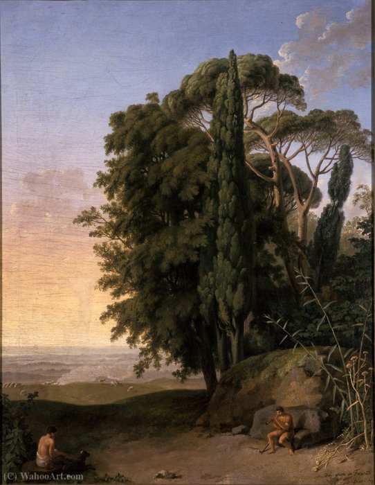 Wikoo.org - موسوعة الفنون الجميلة - اللوحة، العمل الفني Johann Heinrich The Younger Tischbein - Landscape at Frascati