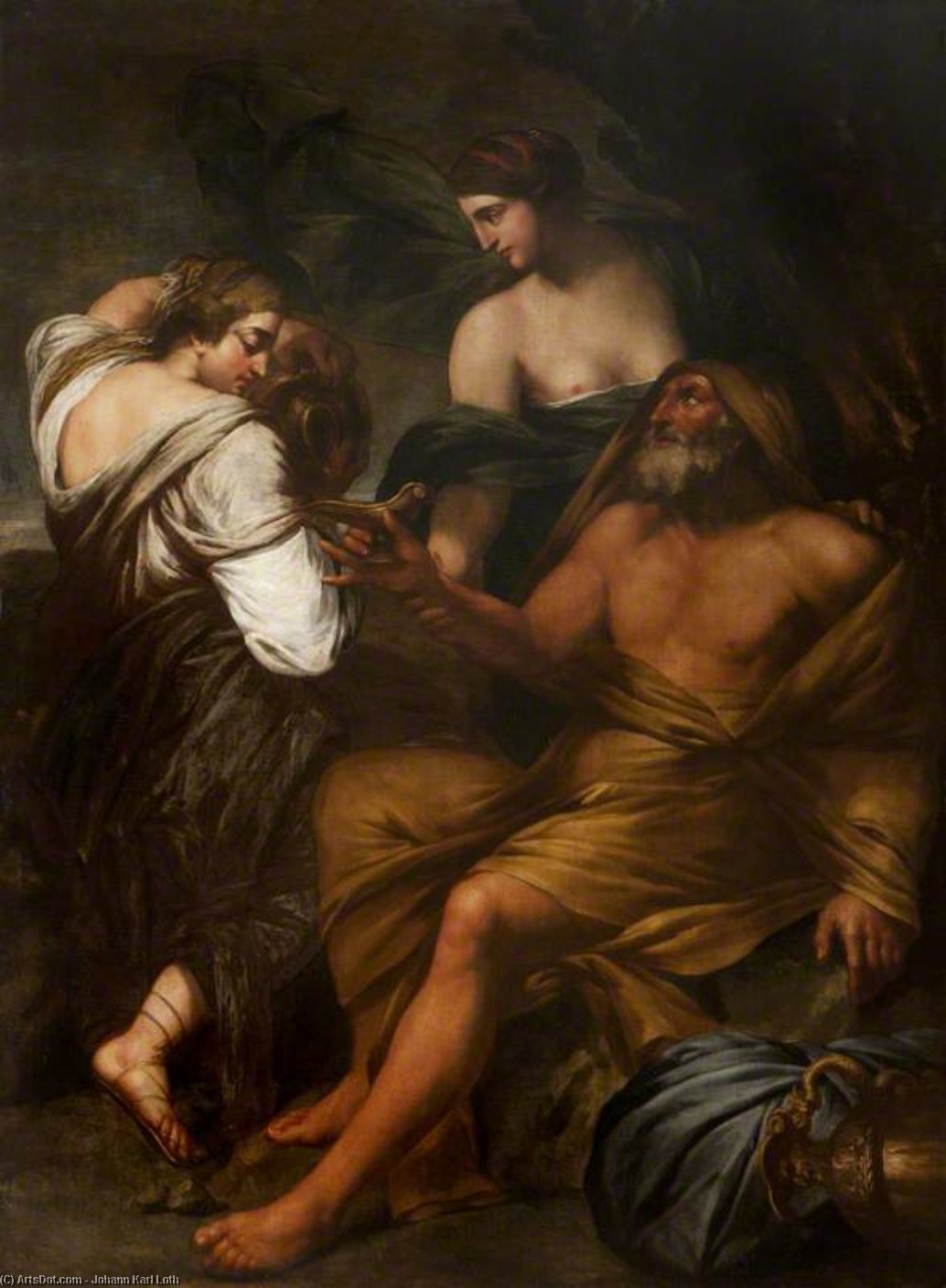 Wikioo.org - The Encyclopedia of Fine Arts - Painting, Artwork by Johann Carl Loth - Lot and His Daughters