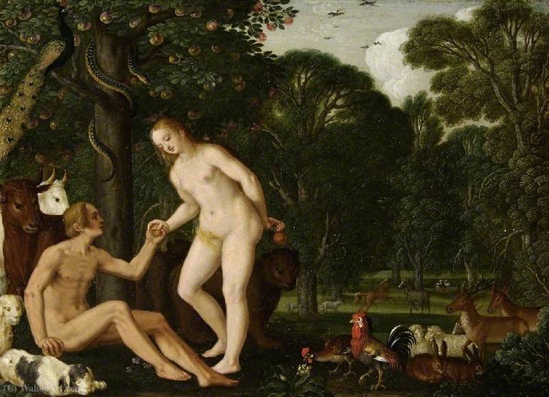 Wikioo.org - The Encyclopedia of Fine Arts - Painting, Artwork by Johann König - Adam and Eve in Paradise
